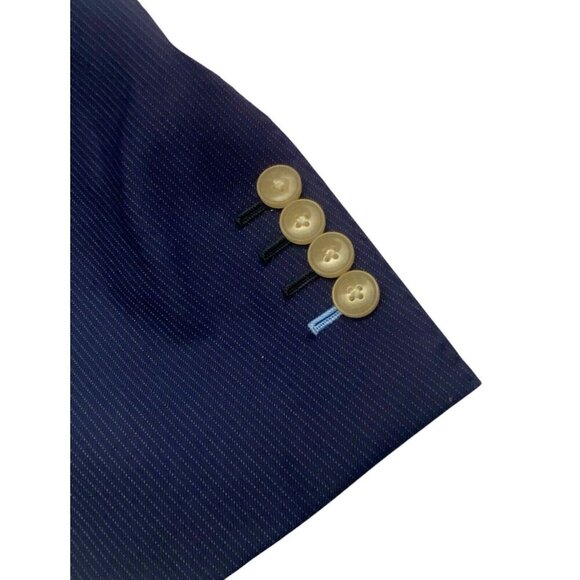 VITALE BARBERIS Men Blazer Size XL Wool Super 110 CANONICO STITCHED Blue Classic - Picture 8 of 16